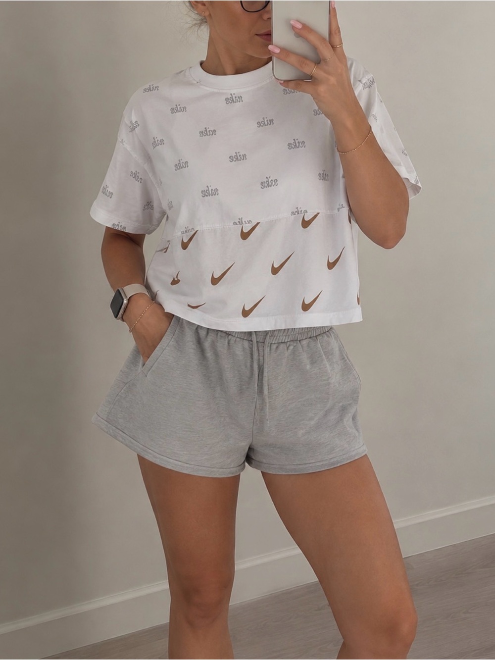 Nike white cotton t-shirt with all over print